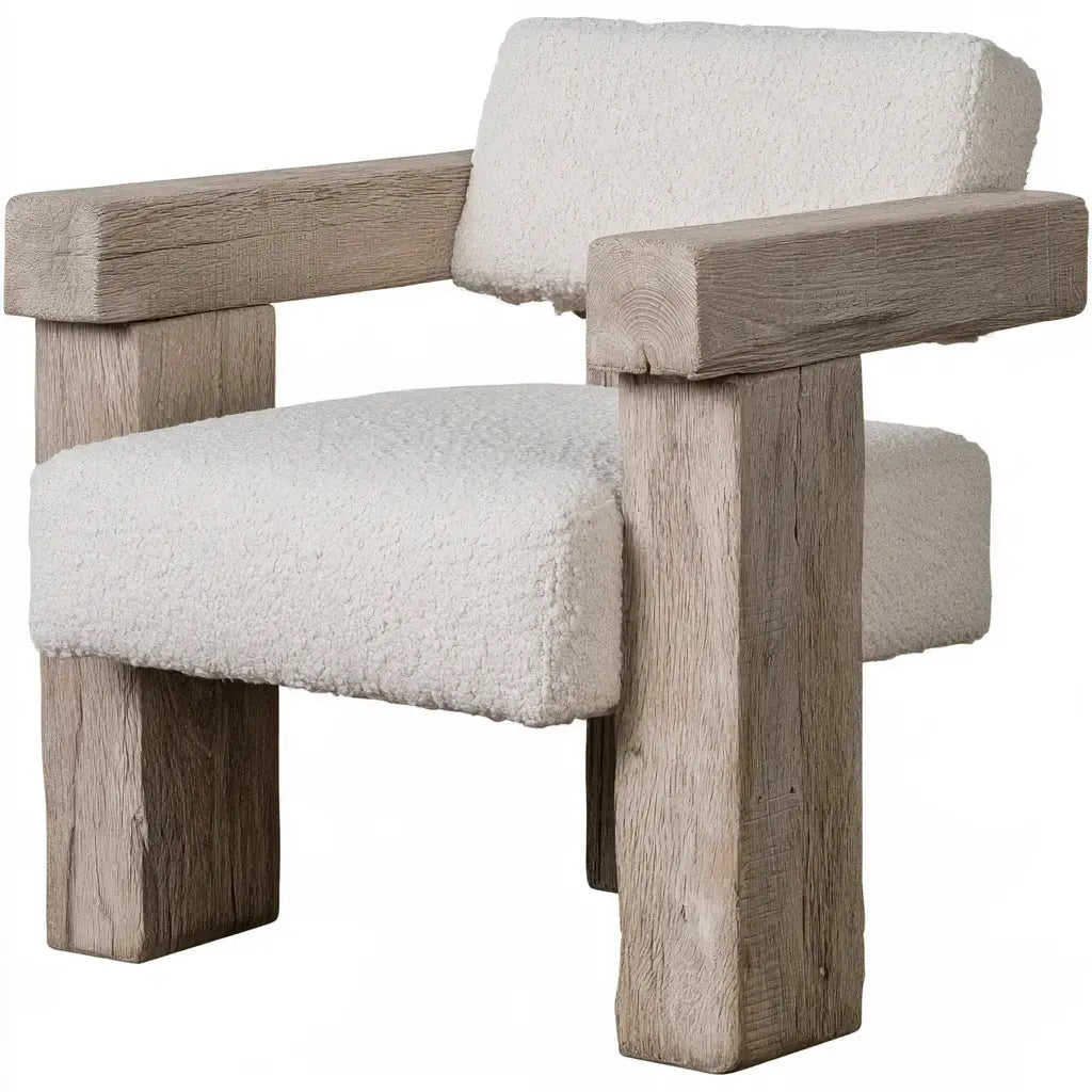 Sillón con brazos gruesos y cojines claros - beige/gris