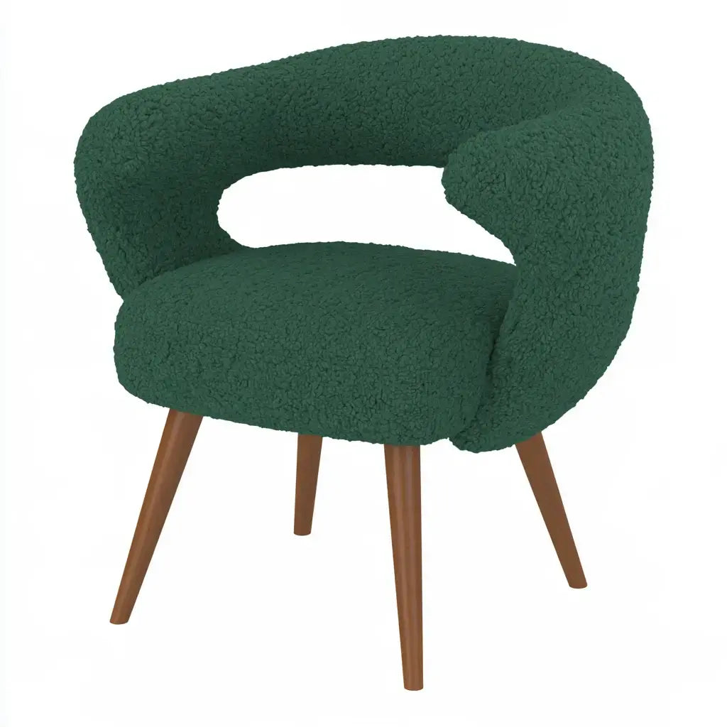 Silla con respaldo abierto tapizado - verde/marrón
