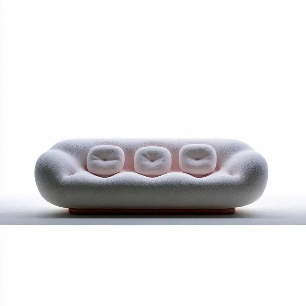 Sofá con contorno curvo y cojines decorativos - gris/rosa