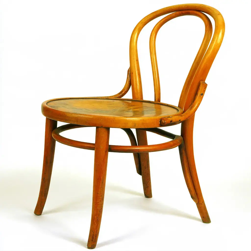 Silla con respaldo de arco y asiento redondo - marrón