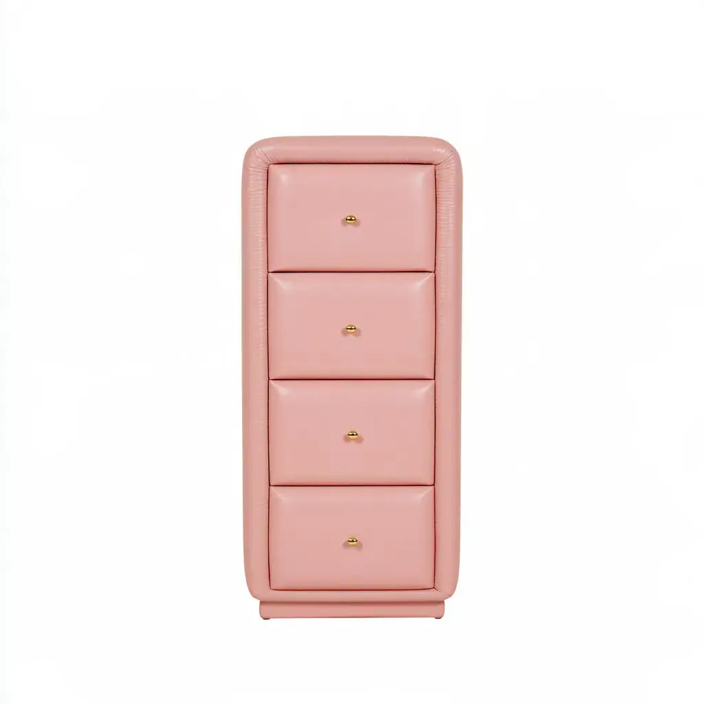 Cómoda estrecha con cuatro cajones redondeados - rosa