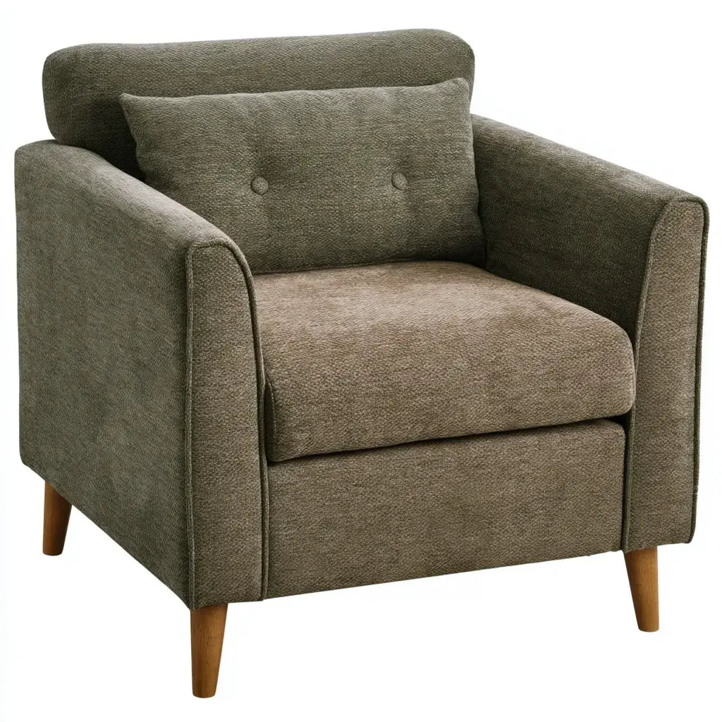 Sillón con brazos rectos y cojín de respaldo - verde