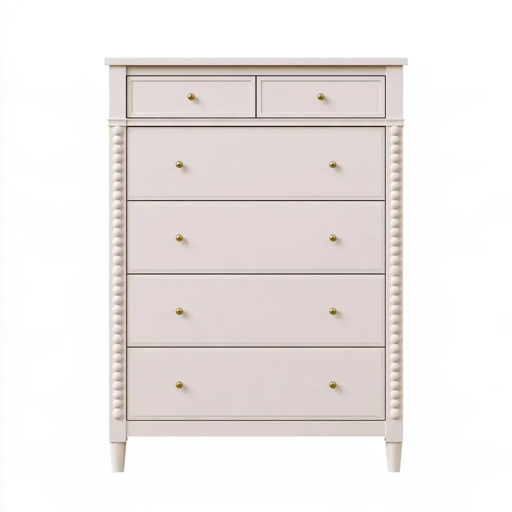 Cómoda con cajones y laterales decorados - beige