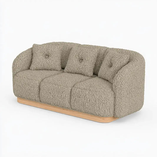Sofá con respaldo de botones y brazos curvos - beige