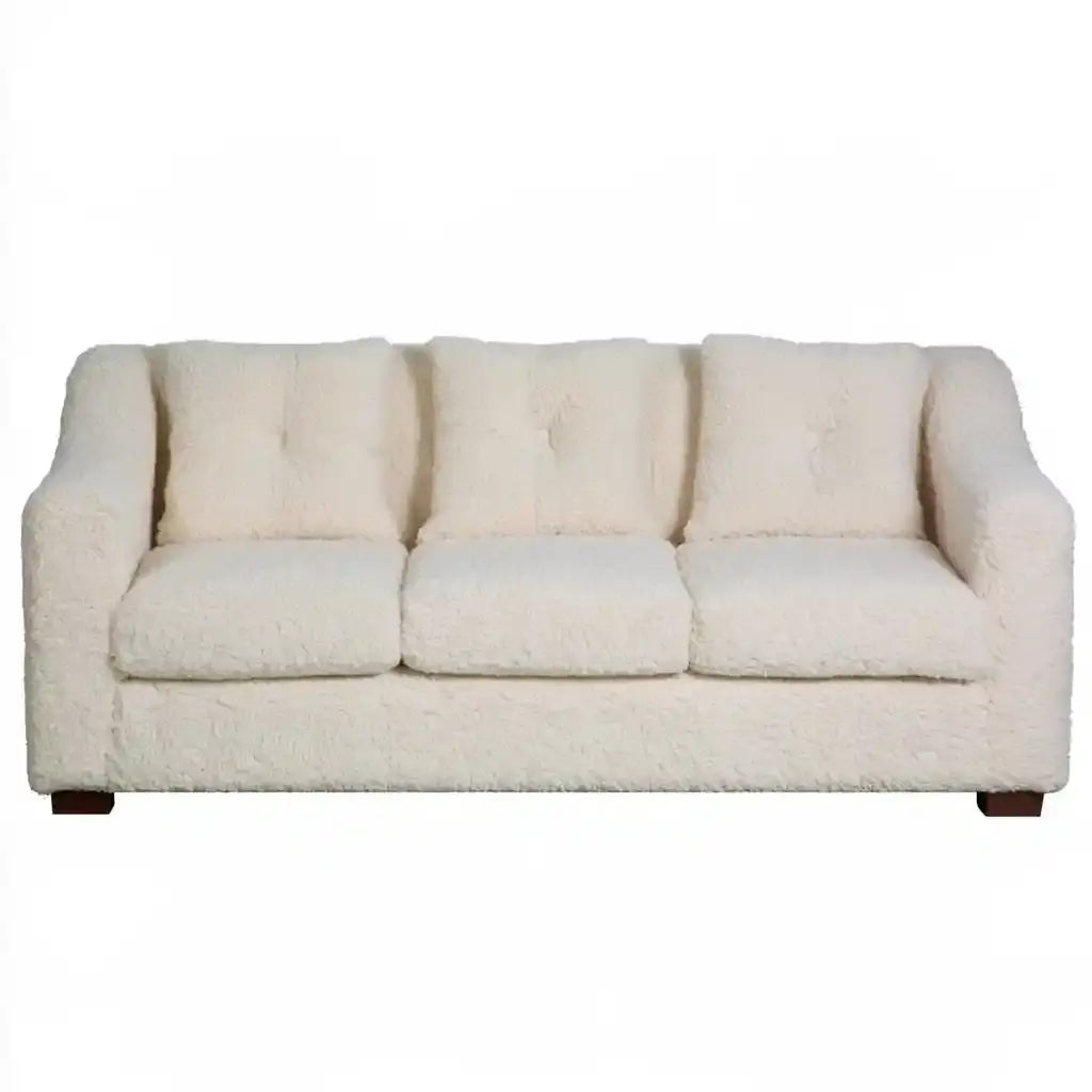 Sofá con brazos curvos y respaldo acolchado - beige