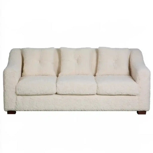 Sofá con brazos curvos y respaldo acolchado - beige
