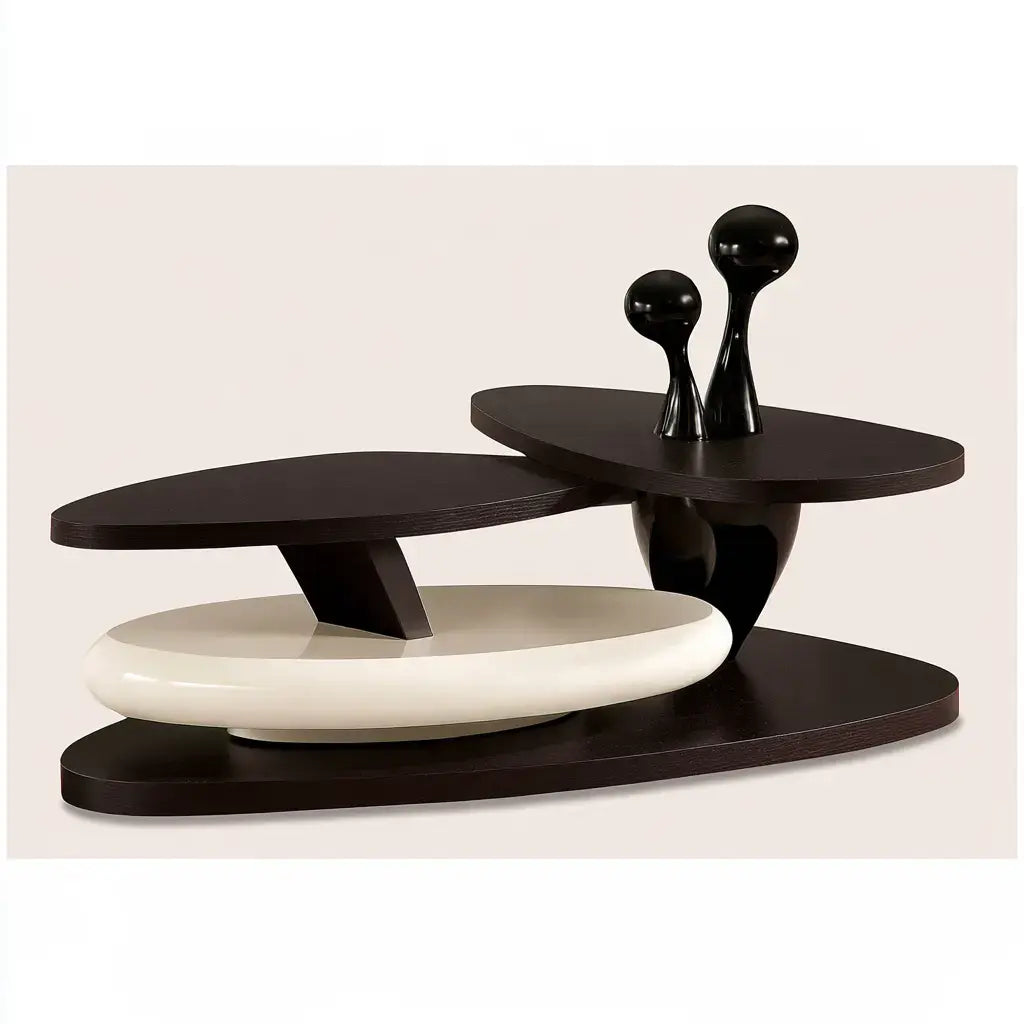 Mesa de centro con niveles orgánicos superpuestos - negro/blanco