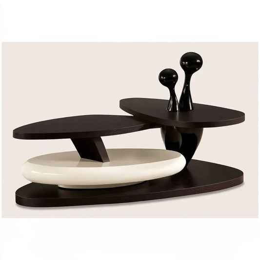 Mesa de centro con niveles orgánicos superpuestos - negro/blanco