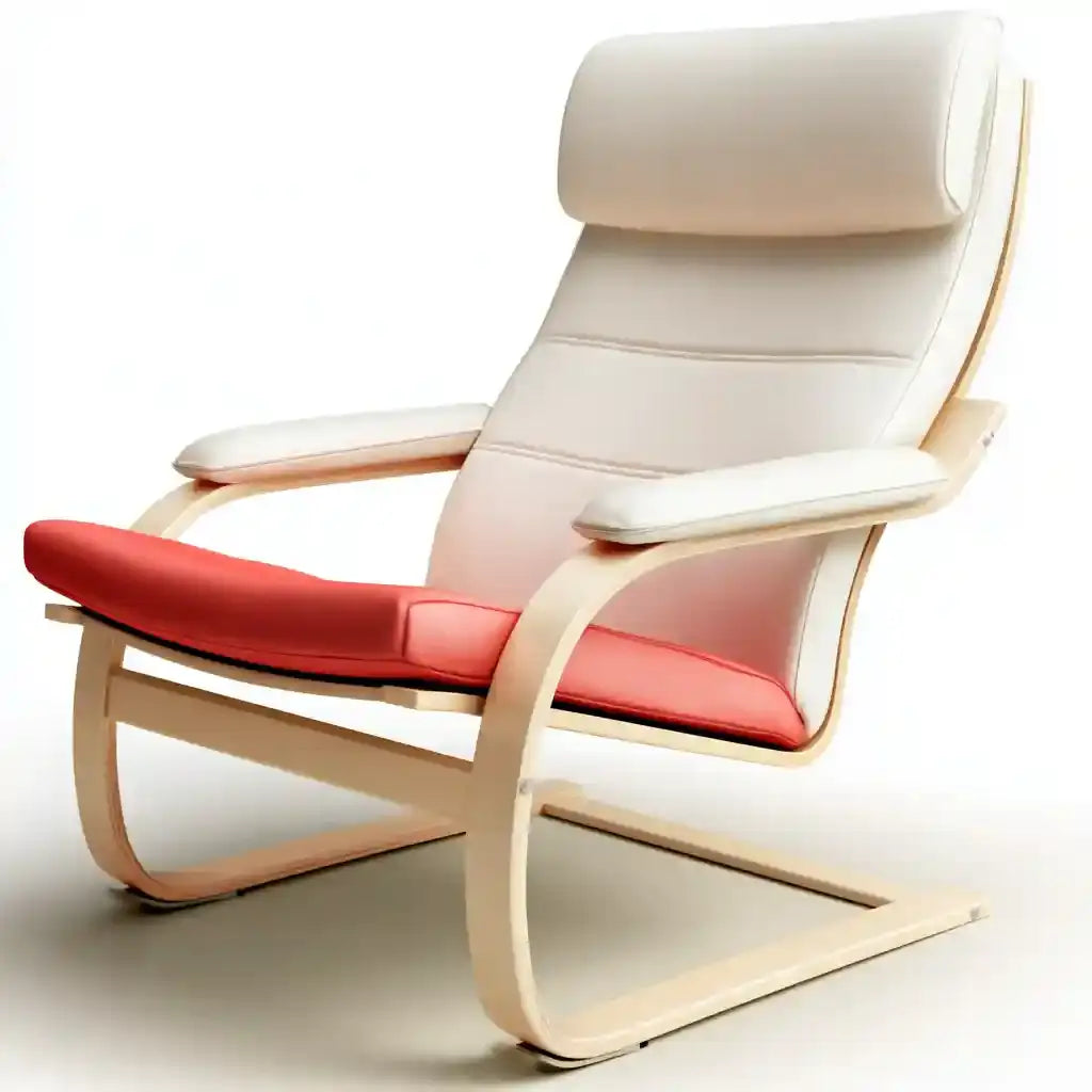 Mecedora con cojines contrastados y base curva - beige/rojo