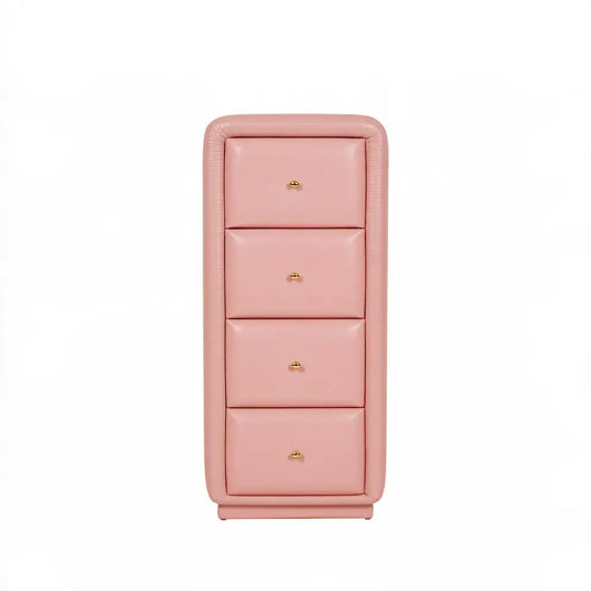 Cómoda estrecha con cuatro cajones redondeados - rosa