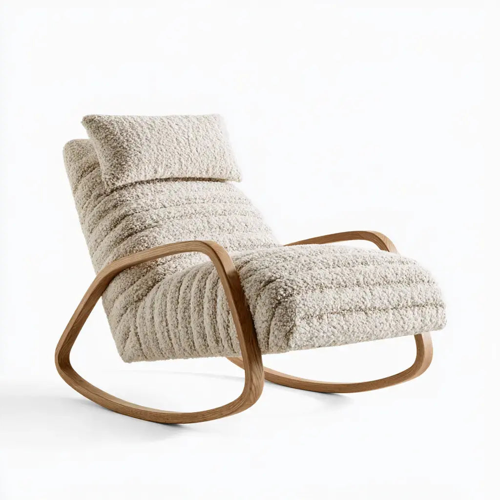 Mecedora con asiento alargado con cojines texturizados - beige