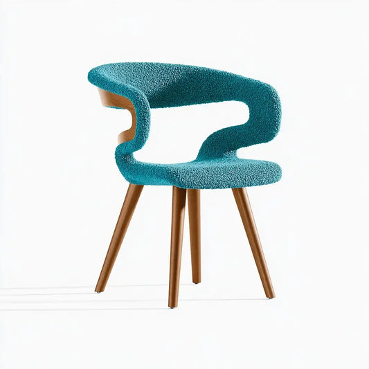 Silla con respaldo abierto y asiento tapizado - turquesa/marrón